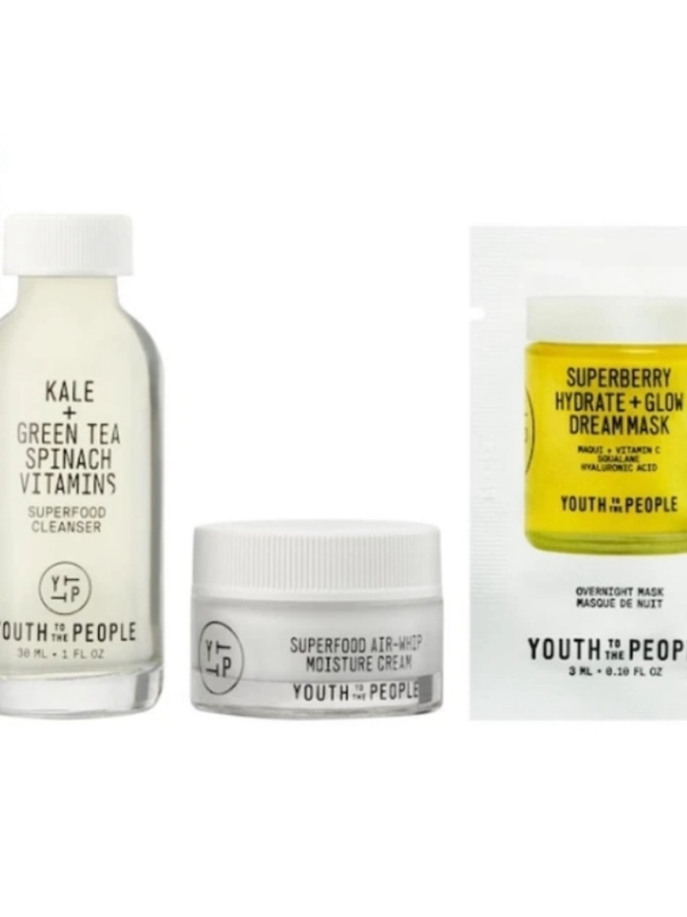 Youth to the People Green Skincare Set Facial Cleanser Mask Moisturizer